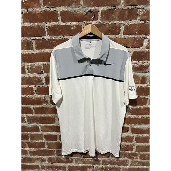 Nike Golf Mens White Short Sleeve Golf Polo Size Large Dri-Fit Standard Fit - Picture 1 of 3